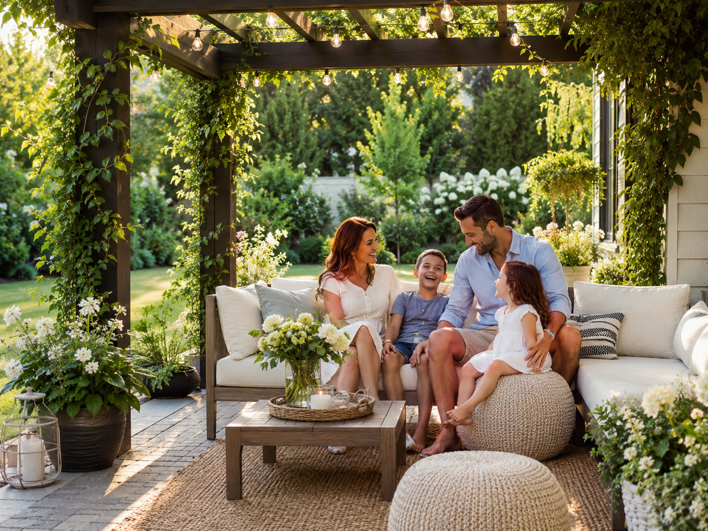 Happy family in a freshly improved home